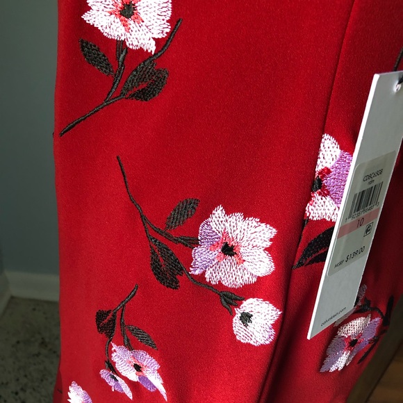 Calvin Klein Red Floral Embroidered Dress 10 NWT - Picture 6 of 8